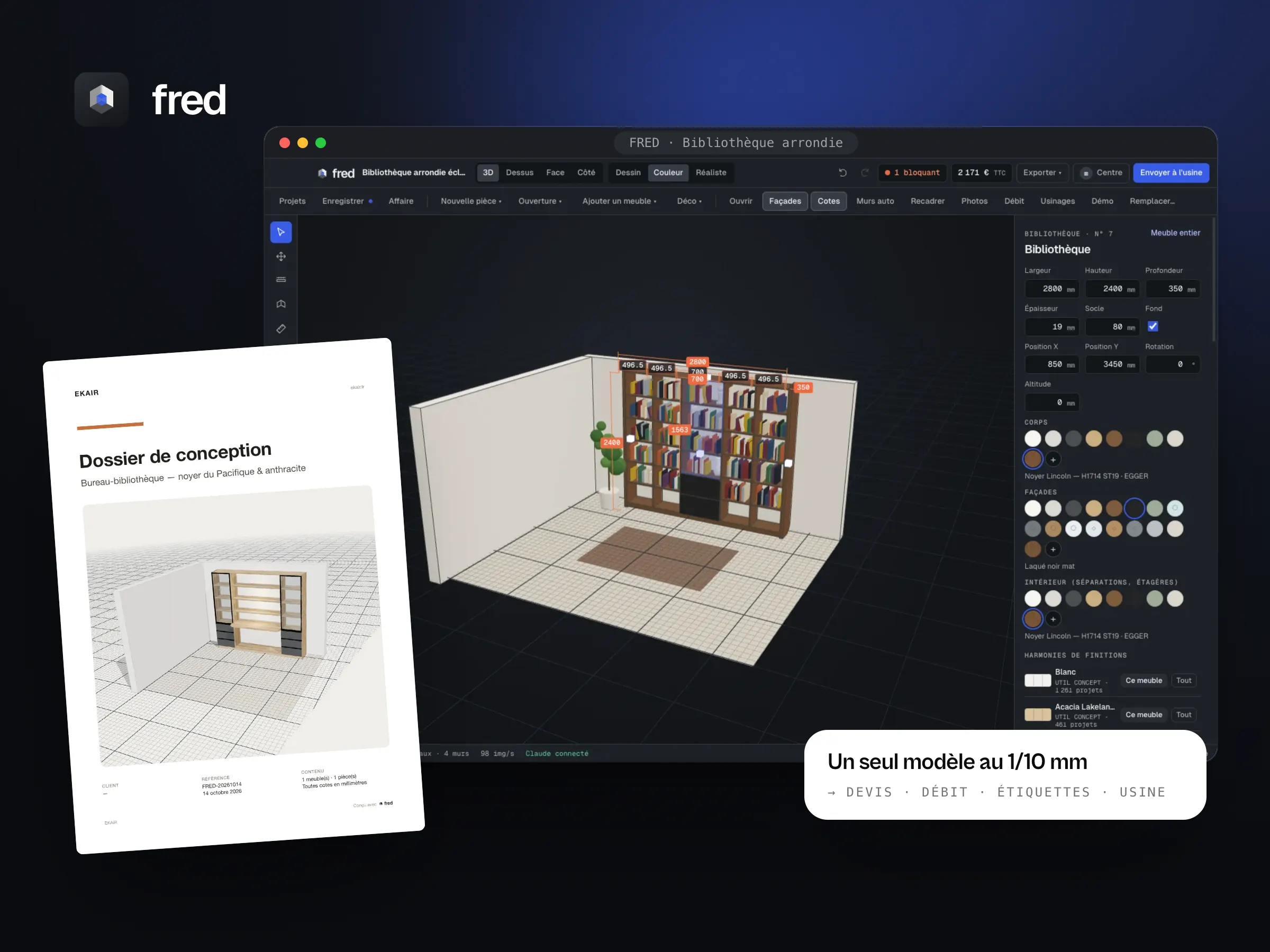 FRED : le logiciel de conception 3D, une bibliothèque cotée et son dossier de conception